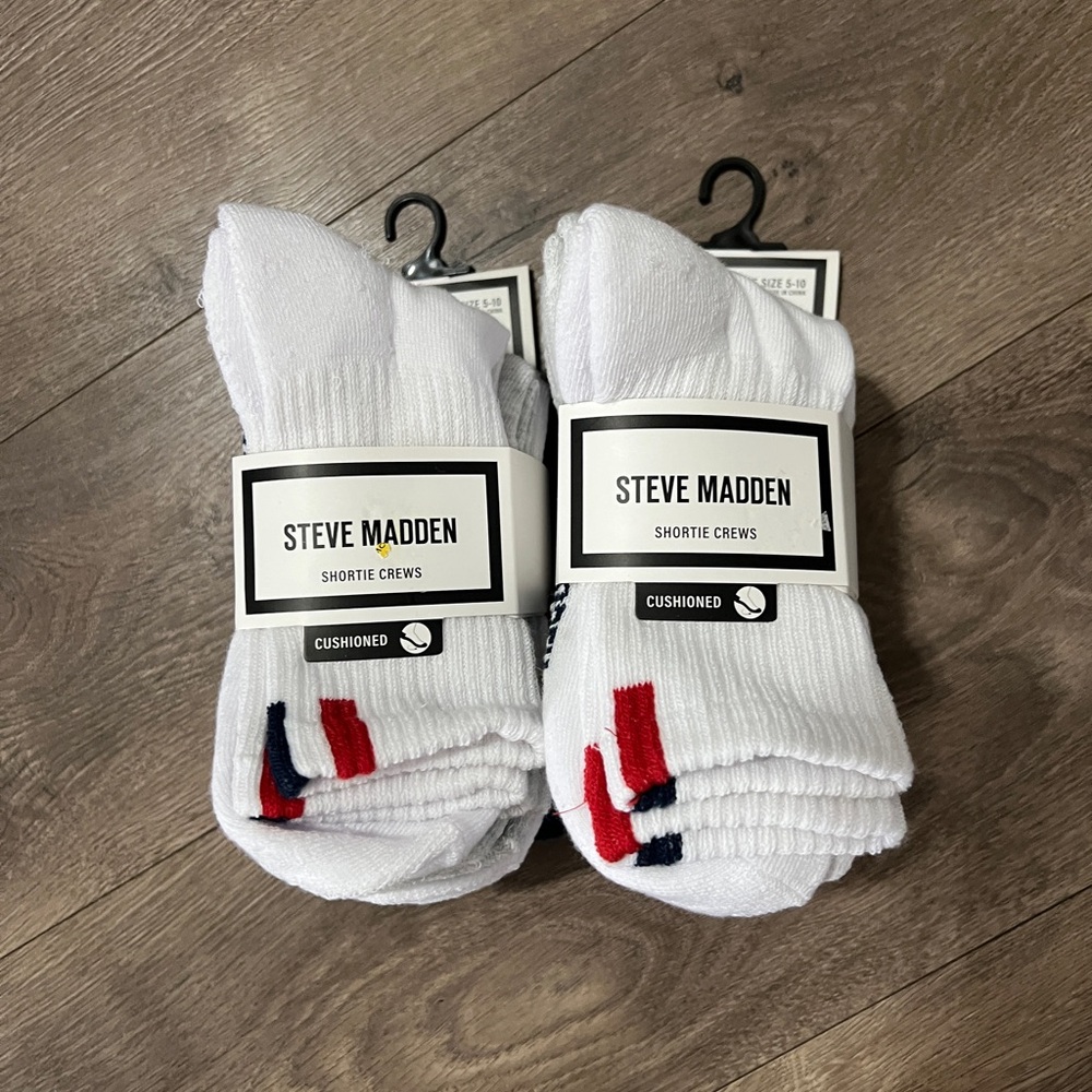 Steve Madden 10 Pairs Shortie Crews Size 5-10 New